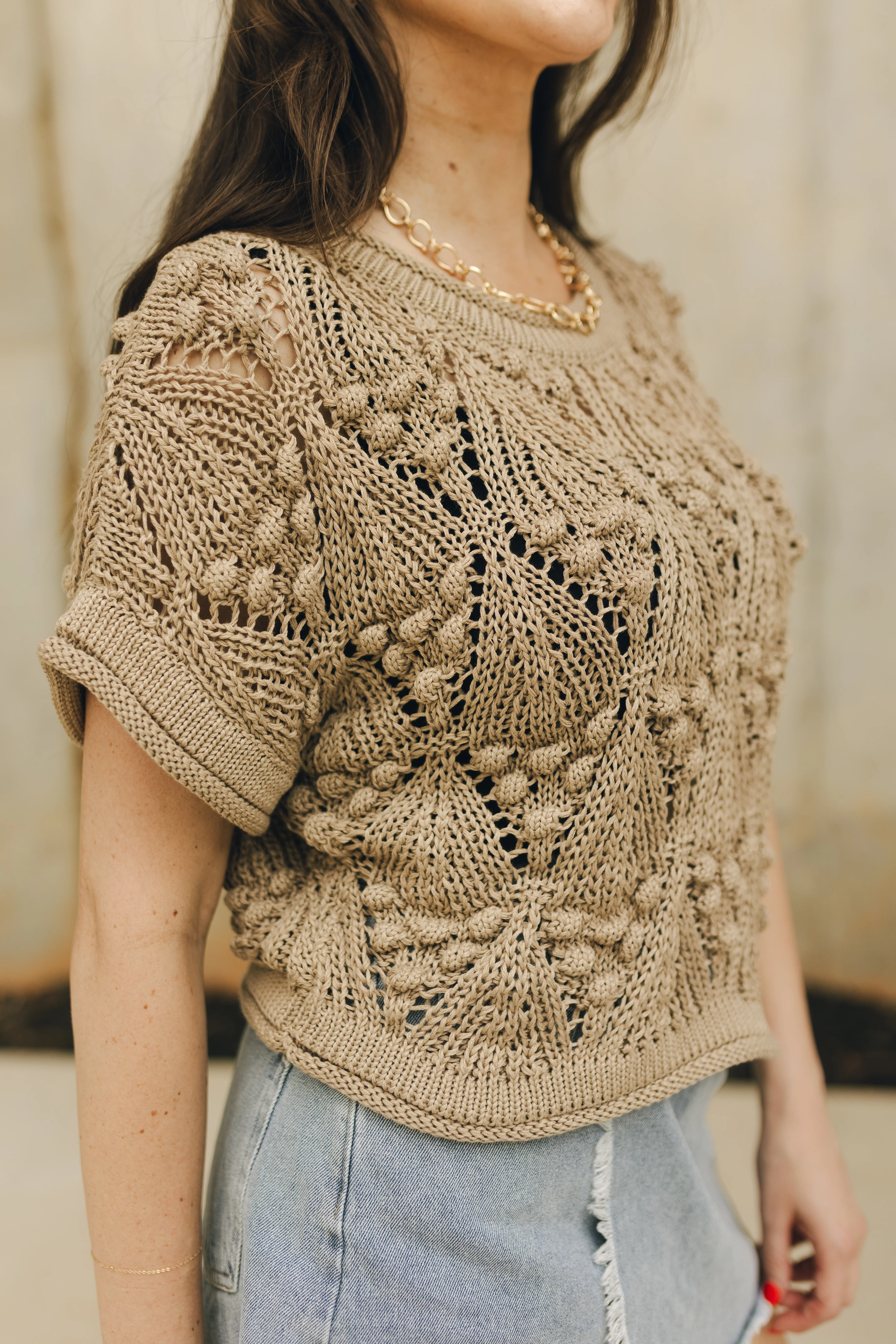 Millie Crochet Short Sleeve Sweater - Image 3
