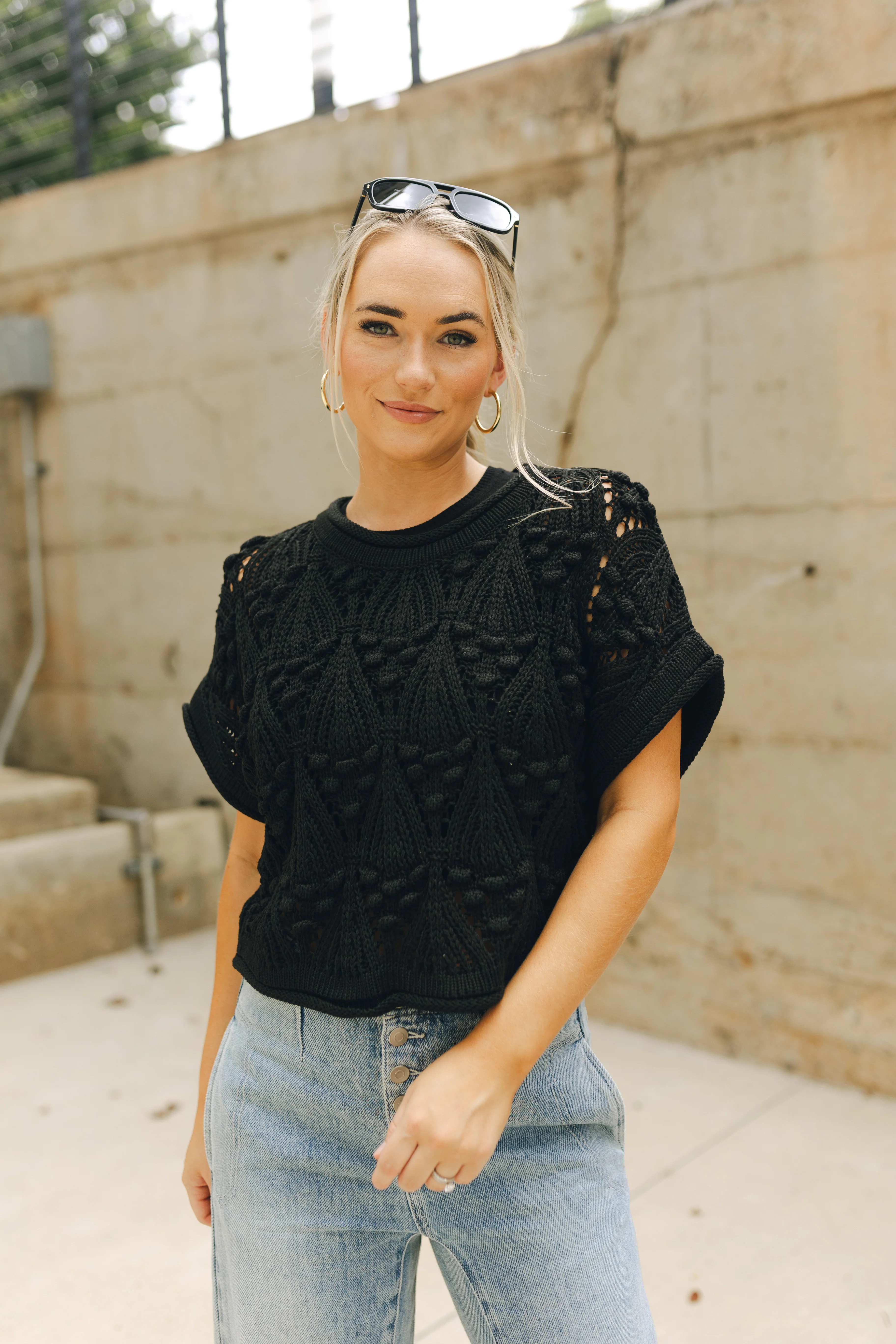 Millie Crochet Short Sleeve Sweater - Image 9