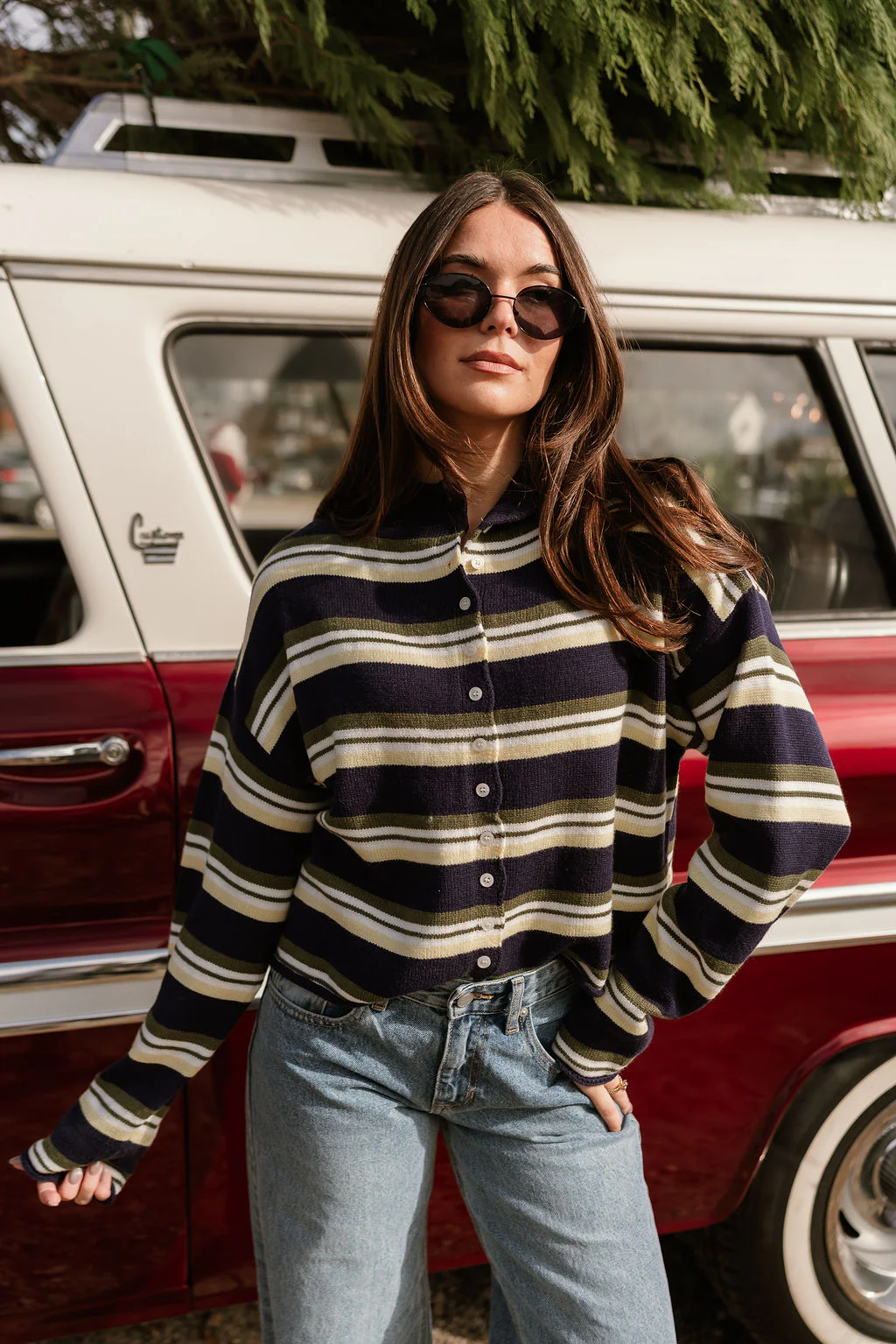 Millie Navy Multi Stripe Cardigan
