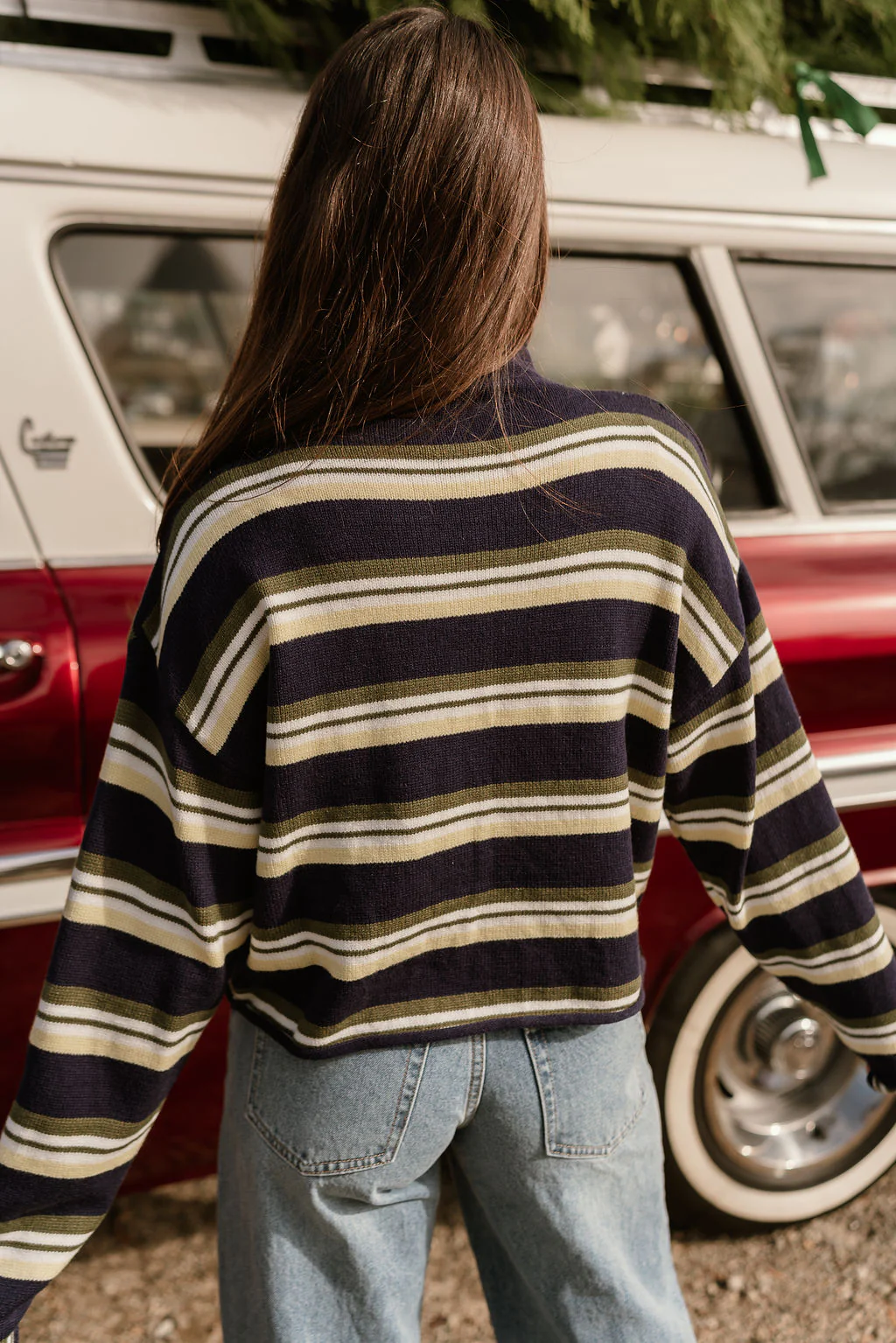 Millie Navy Multi Stripe Cardigan - Image 4