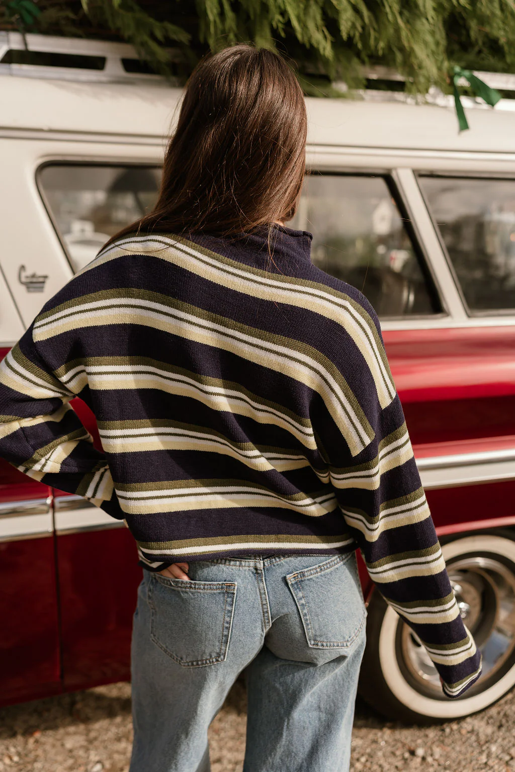 Millie Navy Multi Stripe Cardigan - Image 8