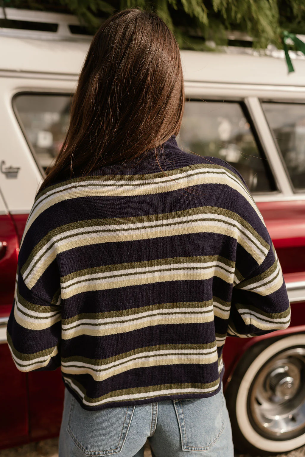 Millie Navy Multi Stripe Cardigan - Image 9