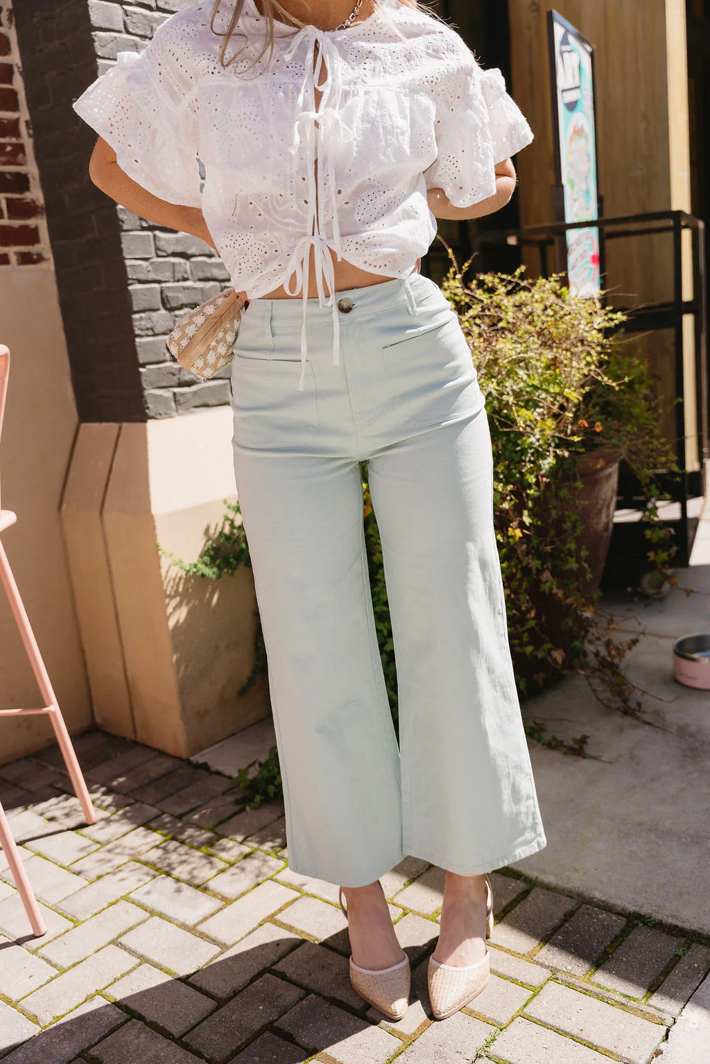 Milly Seafoam Green Wide Leg Pants - Image 2