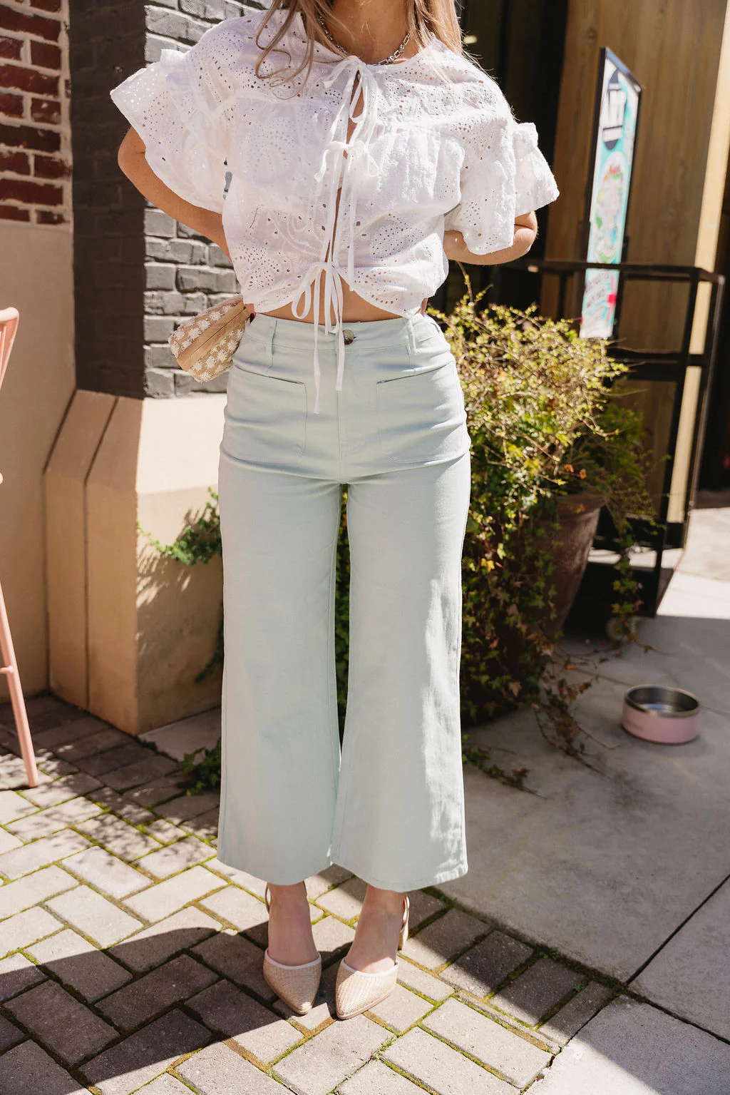 Milly Seafoam Green Wide Leg Pants - Image 3