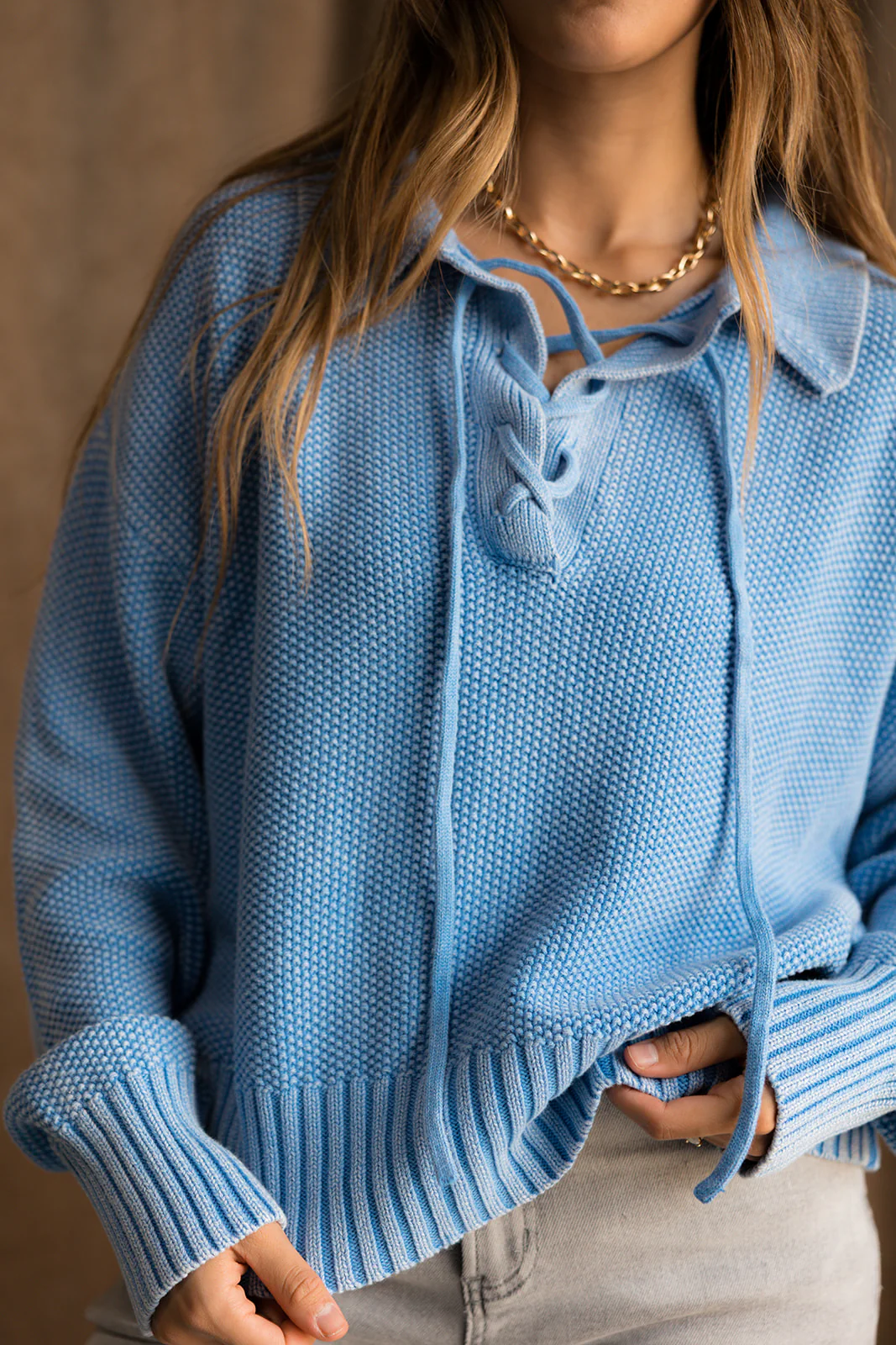 Mina Washed Blue Hoodie Sweater - Image 7