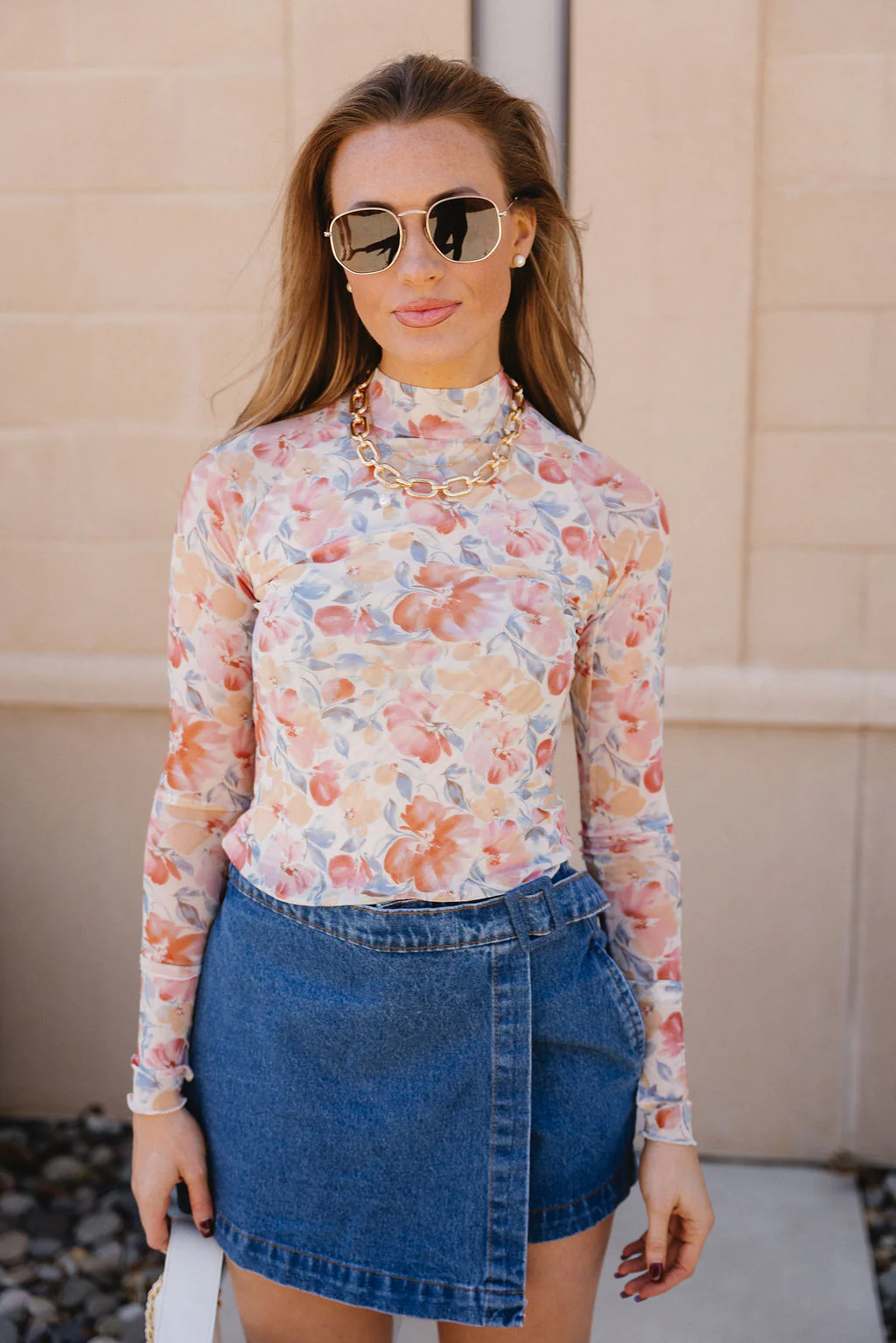 Miranda Cream Multi Floral Mesh Top - Image 5
