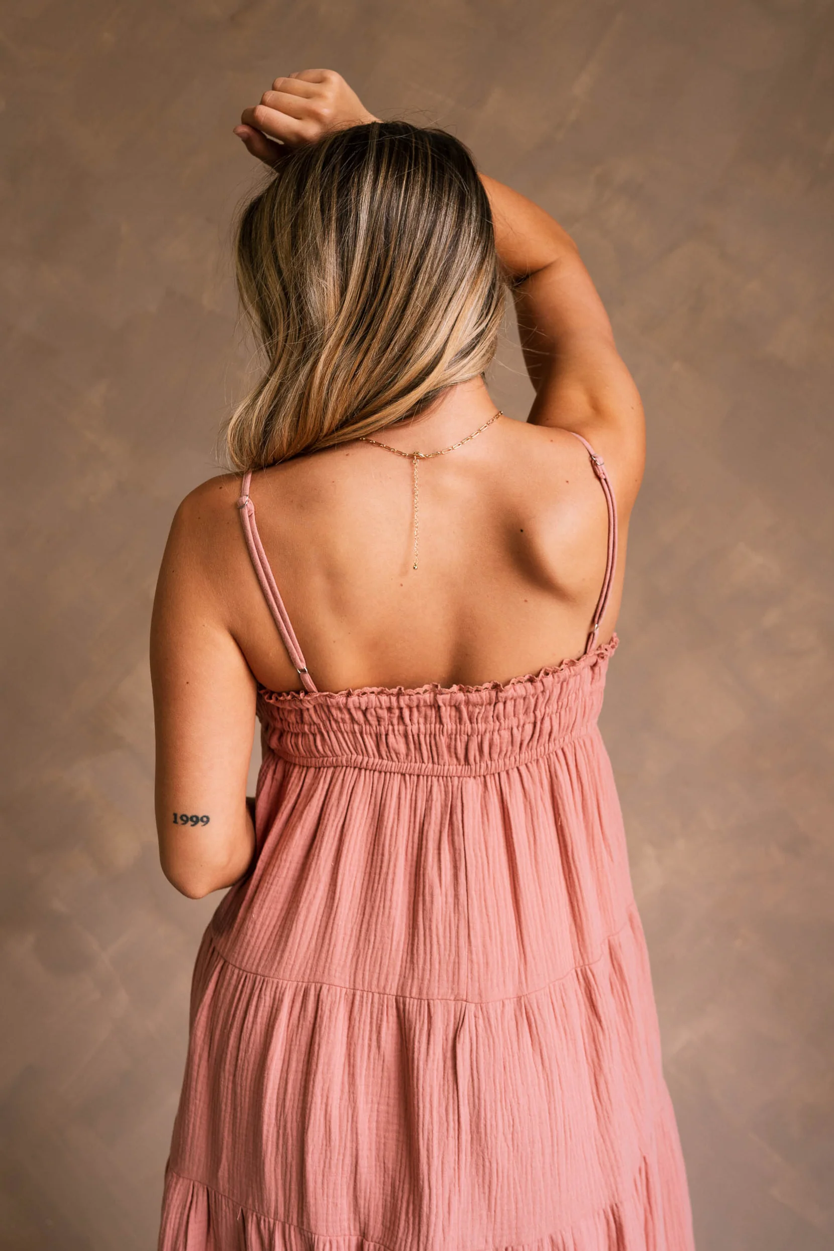 Miranda Dark Mauve Gauze Maxi Dress - Image 7