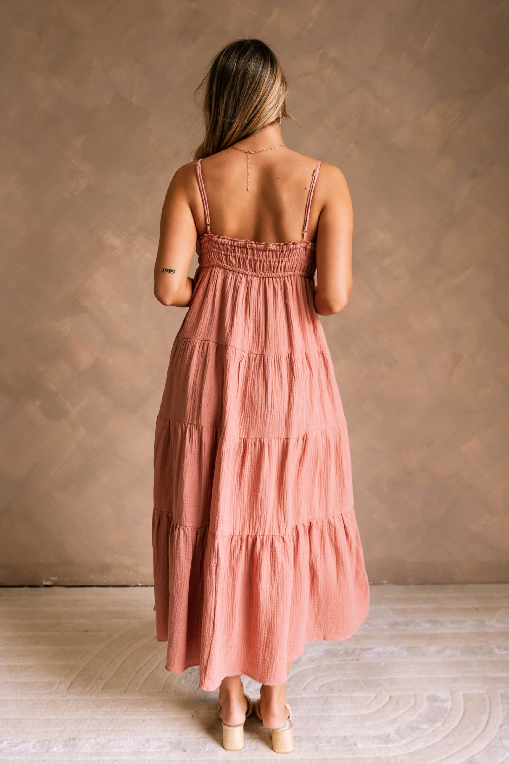 Miranda Dark Mauve Gauze Maxi Dress - Image 8