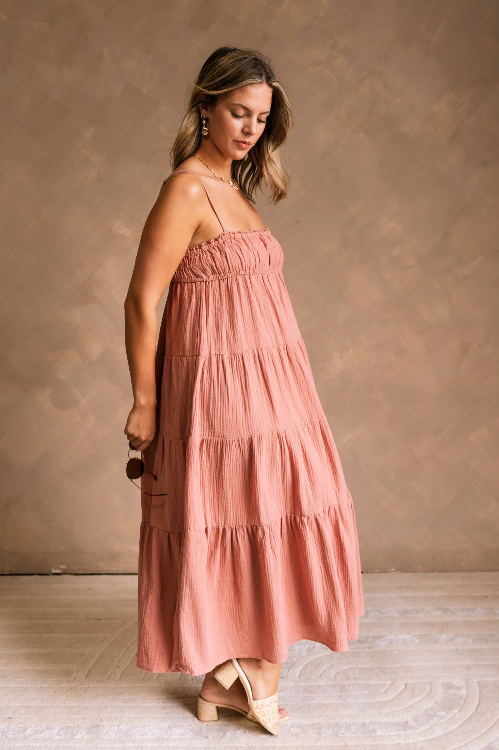 Miranda Dark Mauve Gauze Maxi Dress - Image 9