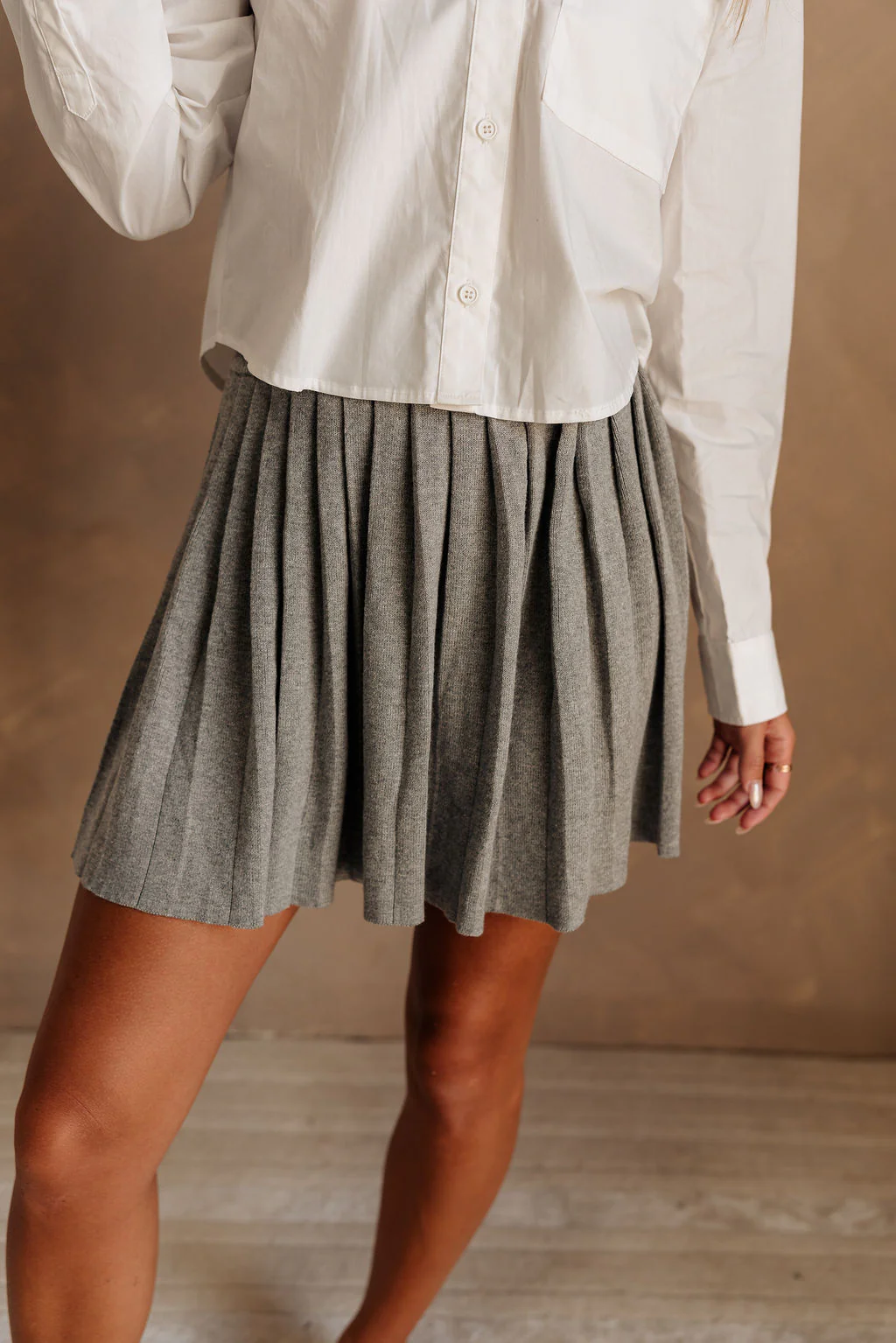 Misha Grey Pleated Mini Skirt - Image 3
