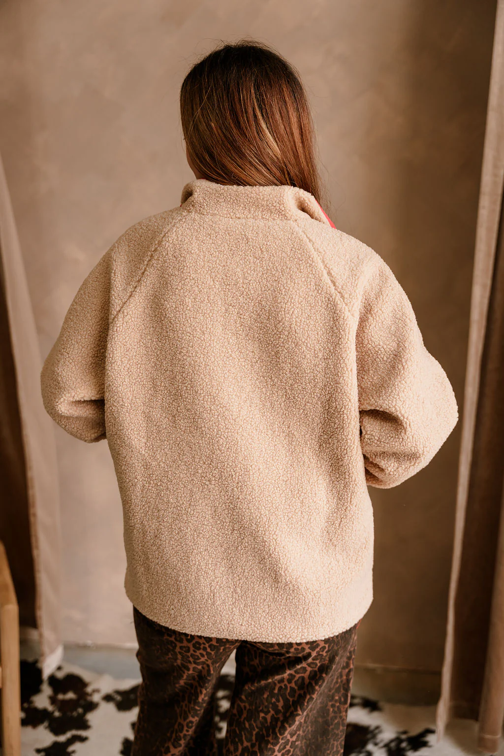Margot Mocha Shearling & Red Jacket - Image 7