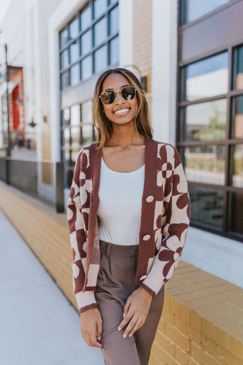 Mocha Floral Cardigan - Image 3