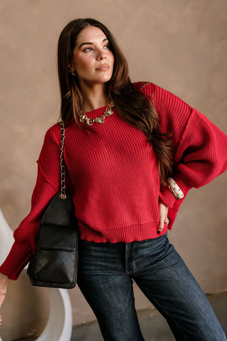 Molly Red Long Sleeve Sweater