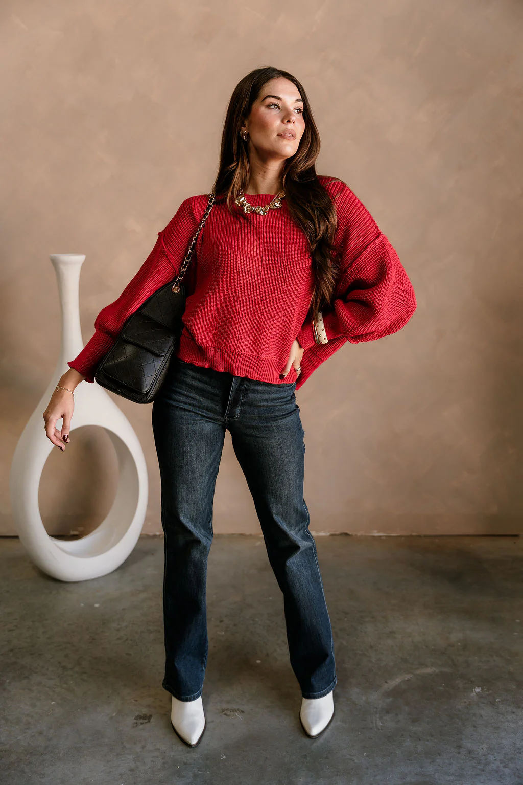 Molly Red Long Sleeve Sweater - Image 2