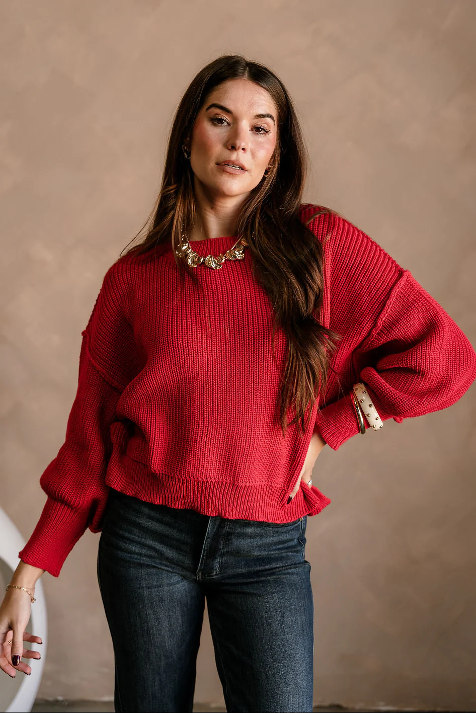 Molly Red Long Sleeve Sweater - Image 4