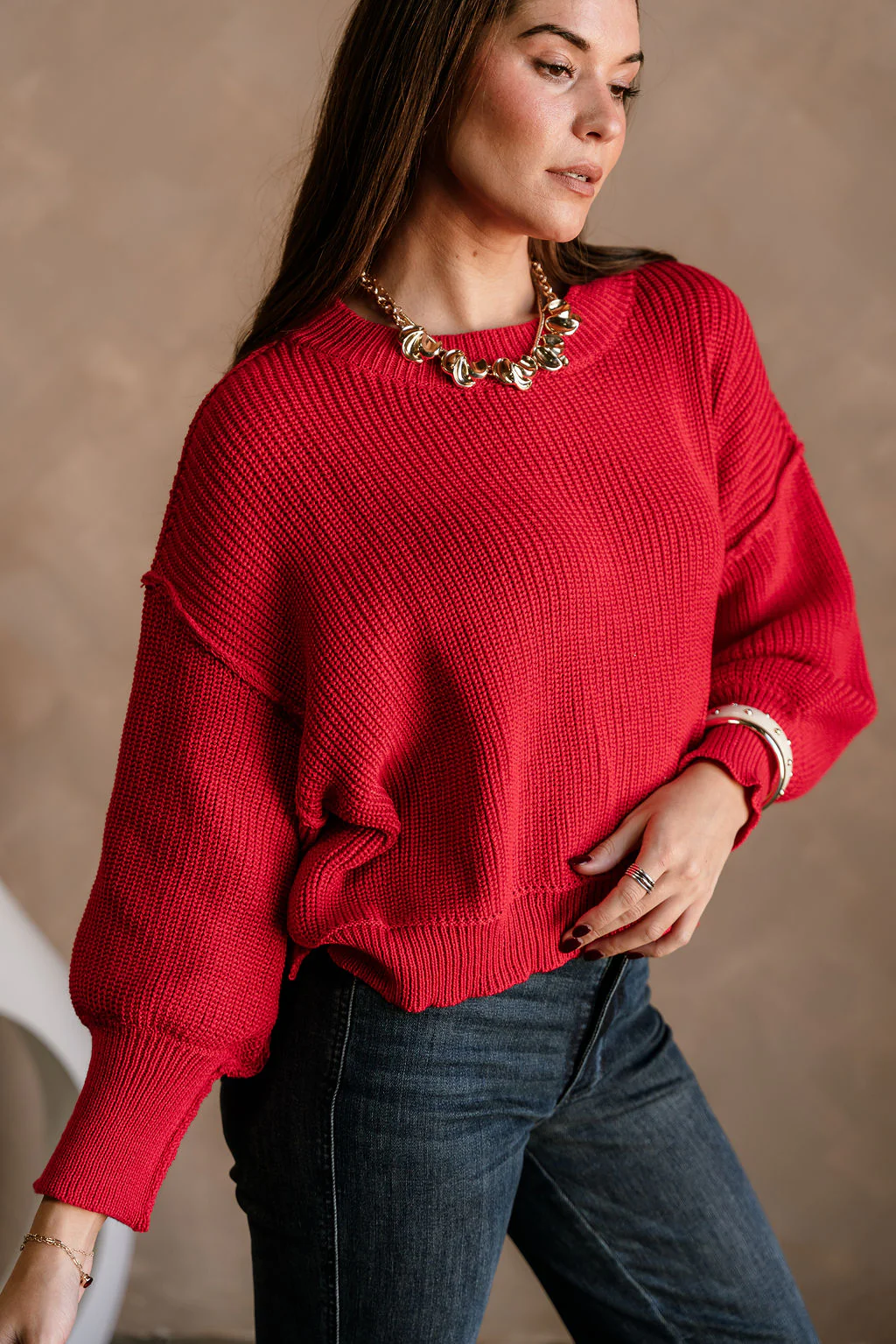 Molly Red Long Sleeve Sweater - Image 5