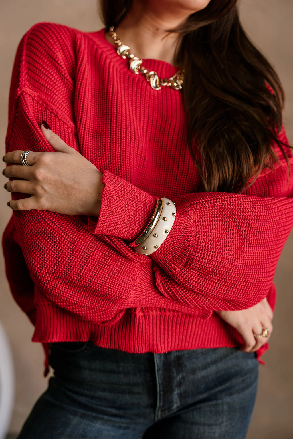 Molly Red Long Sleeve Sweater - Image 6