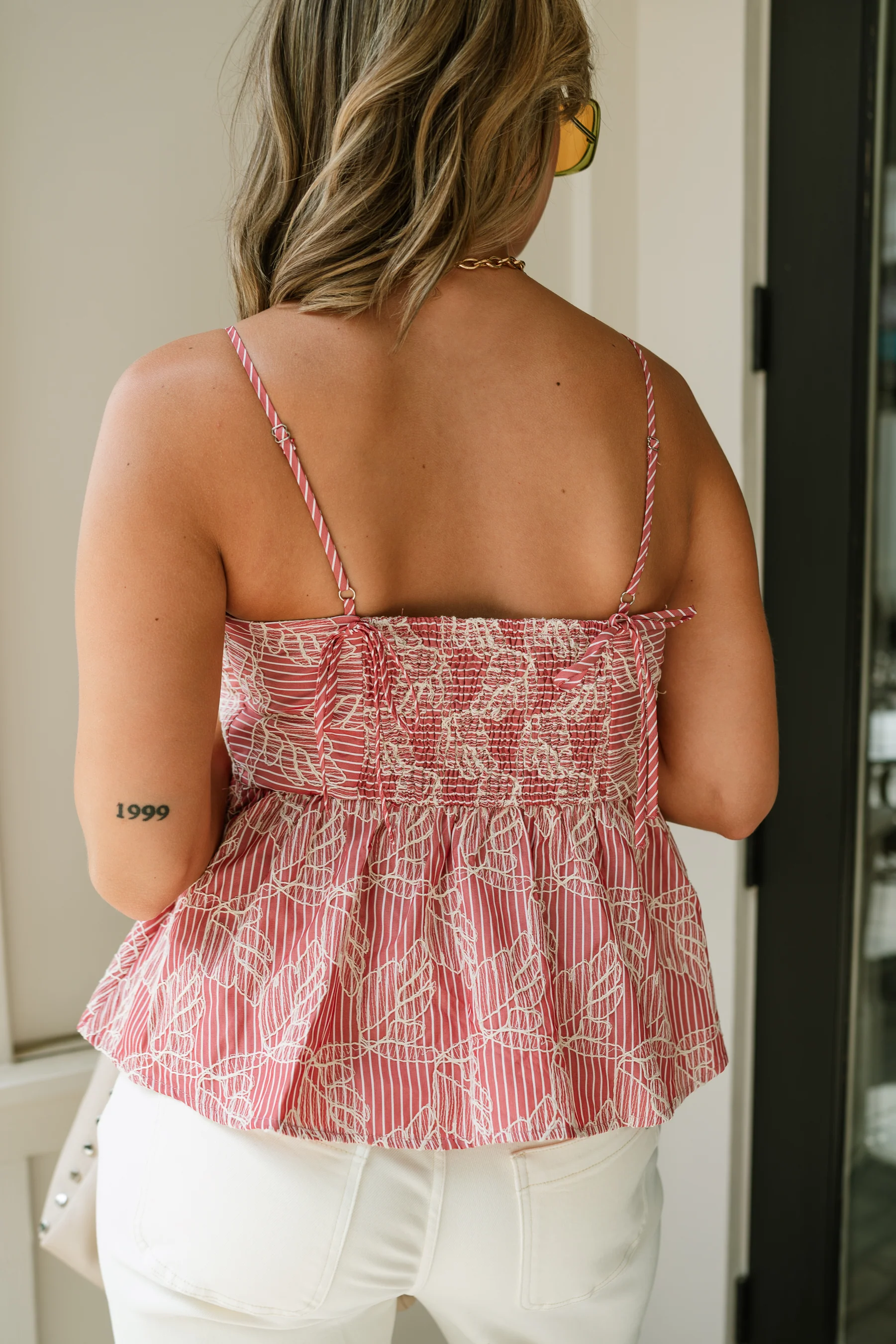 Molly Red & White Striped Floral Tank Top - Image 6