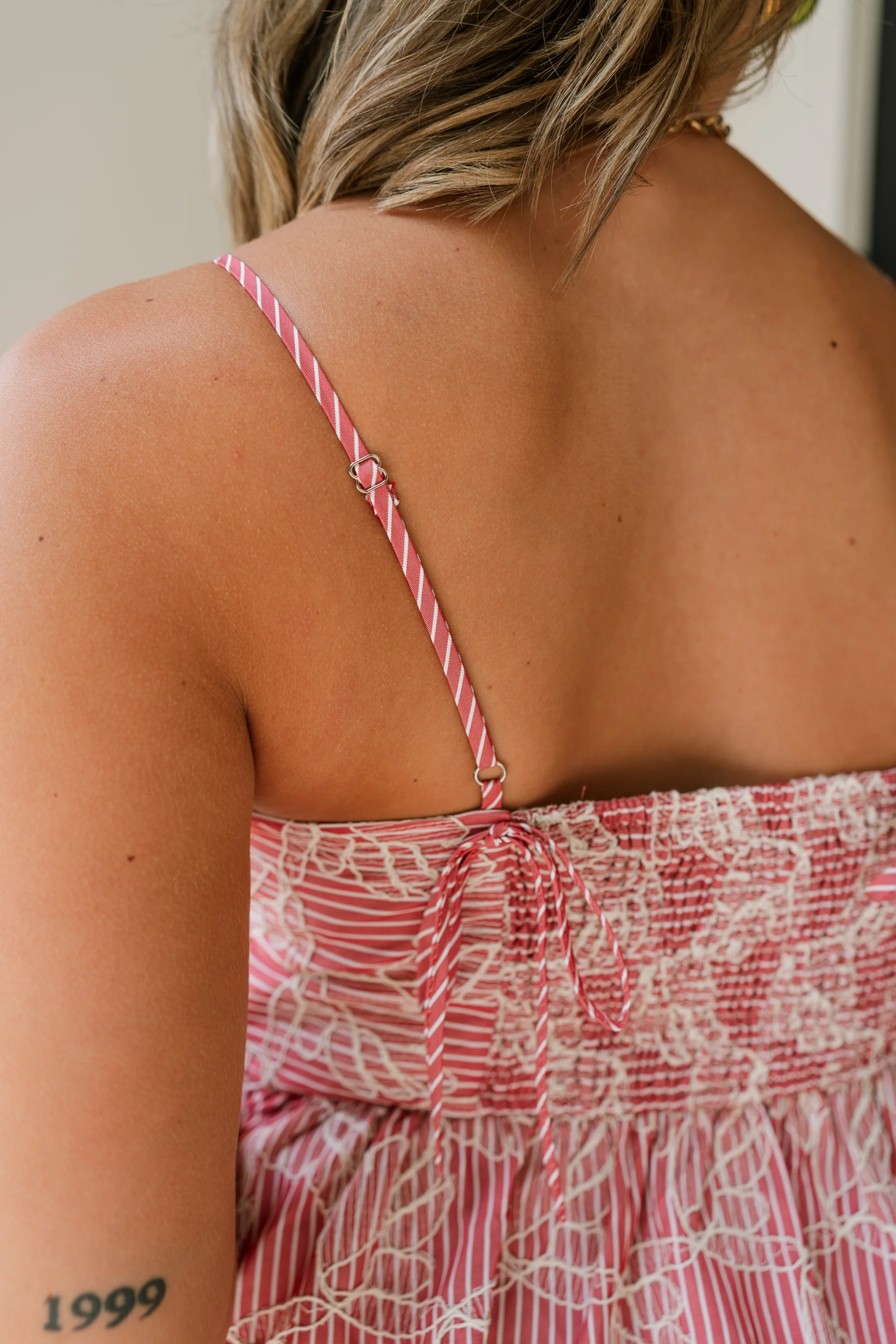 Molly Red & White Striped Floral Tank Top - Image 7