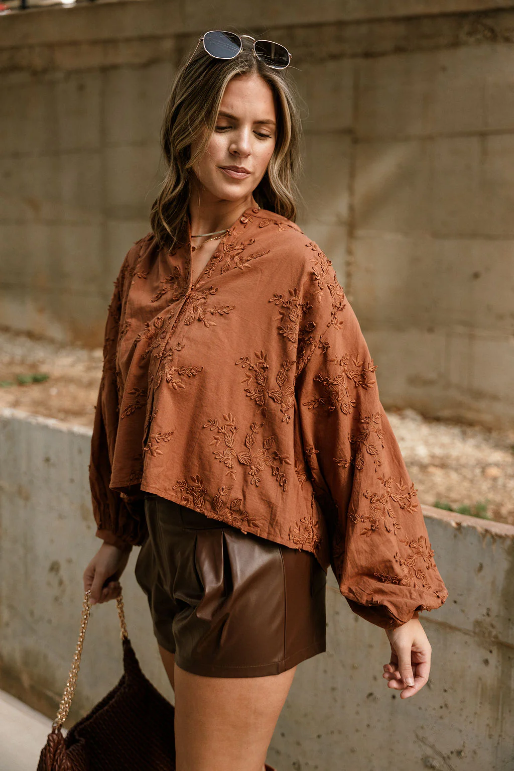 Monica Brown Embroidered Long Sleeve Top - Image 3