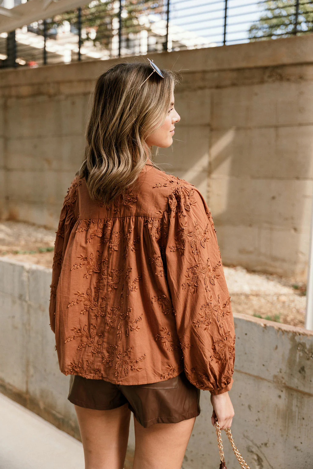 Monica Brown Embroidered Long Sleeve Top - Image 7
