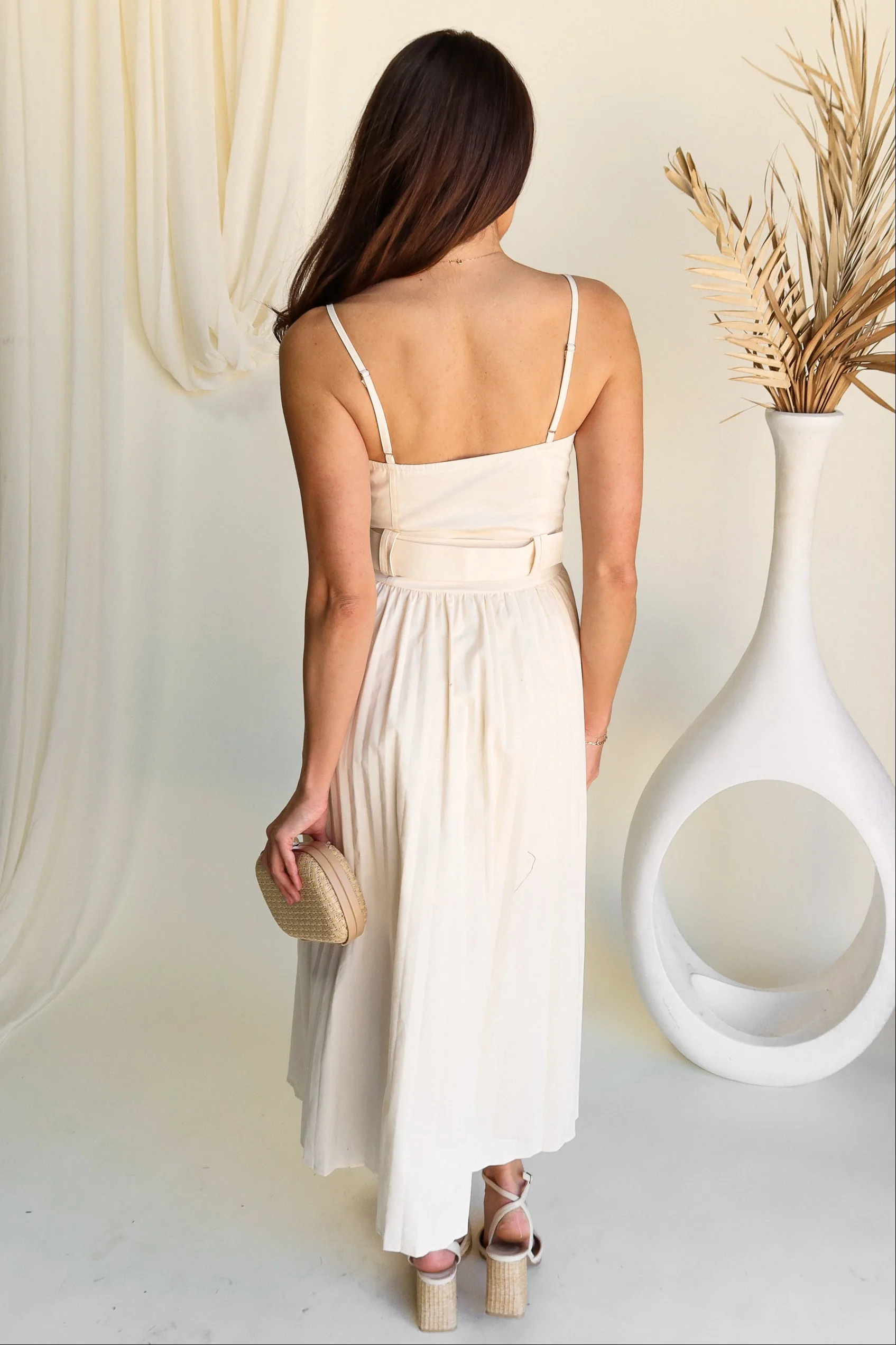 Monica Cream Belted Midi Dress - Image 4