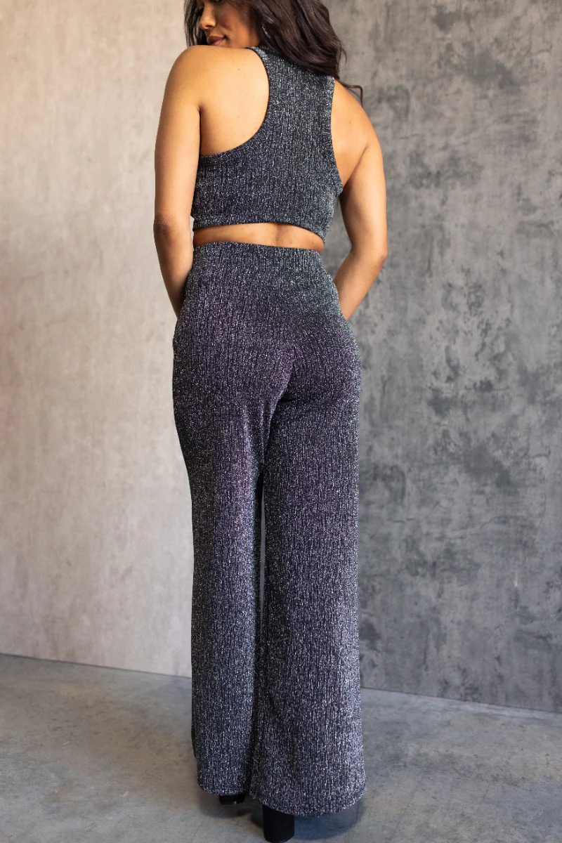 Monroe Black & Silver Wide Leg Pants - Image 6