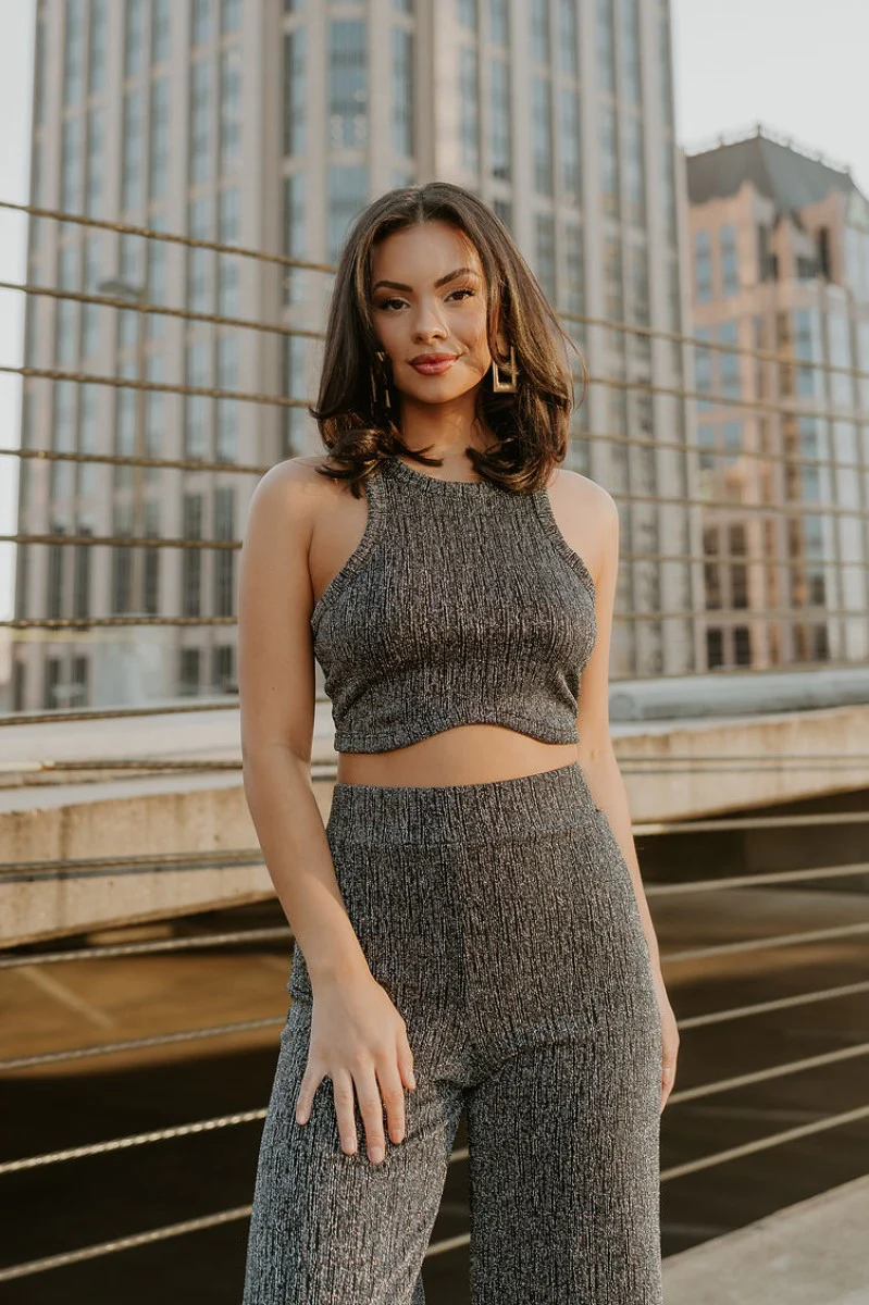 Monroe Black & Silver Wide Leg Pants - Image 8