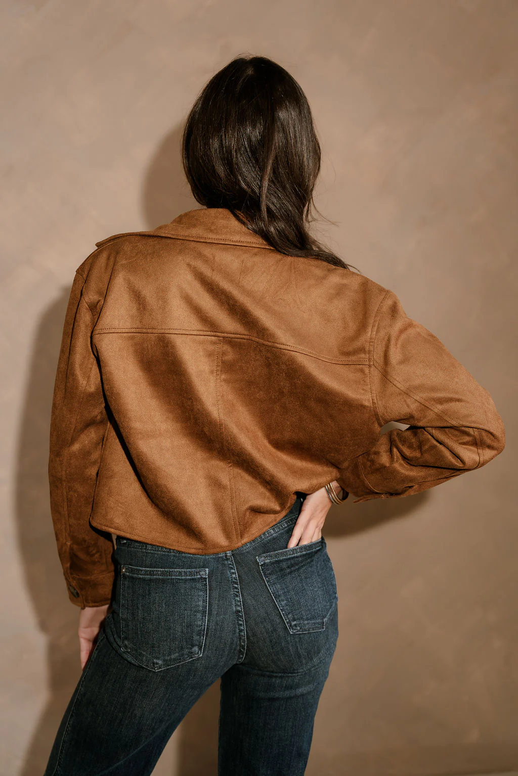 Monroe Camel Suede Cropped Jacket - Image 6