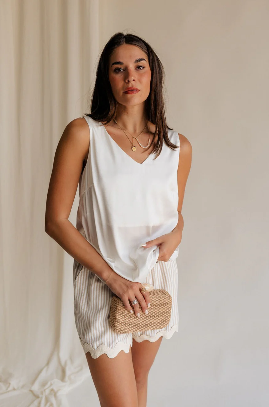 Monroe Off White Satin Tank Top - Image 7