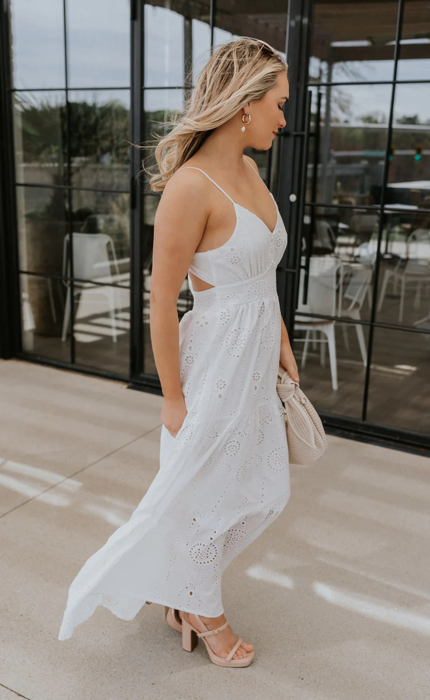 Morgan Off White Eyelet Maxi Dress - Image 4
