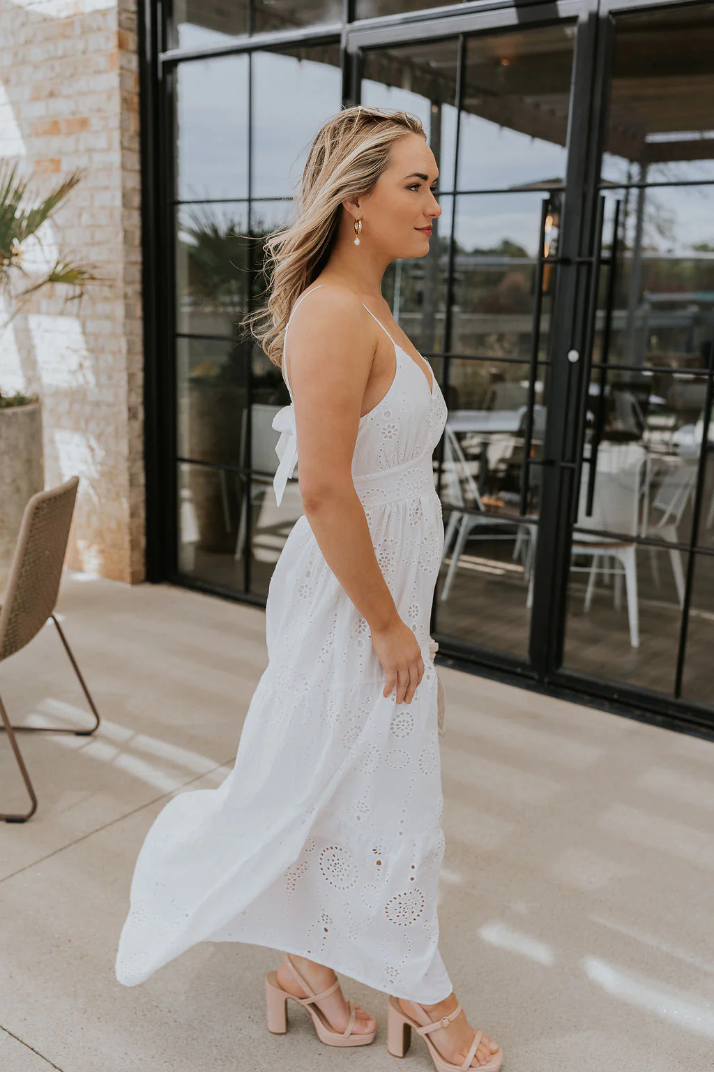 Morgan Off White Eyelet Maxi Dress - Image 5