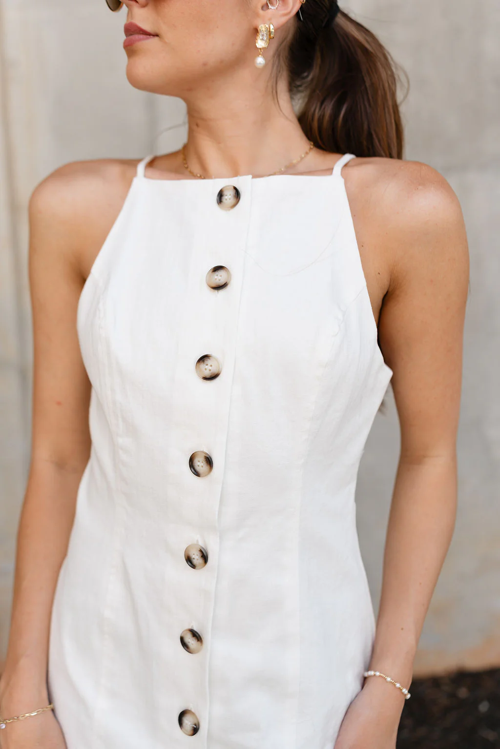 Morgan White Button Front Mini Dress - Image 6