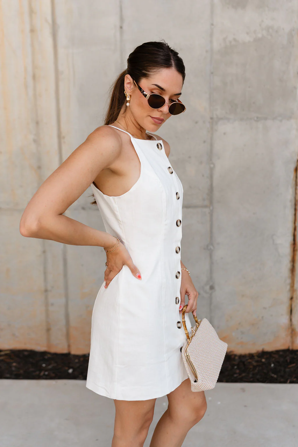 Morgan White Button Front Mini Dress - Image 8