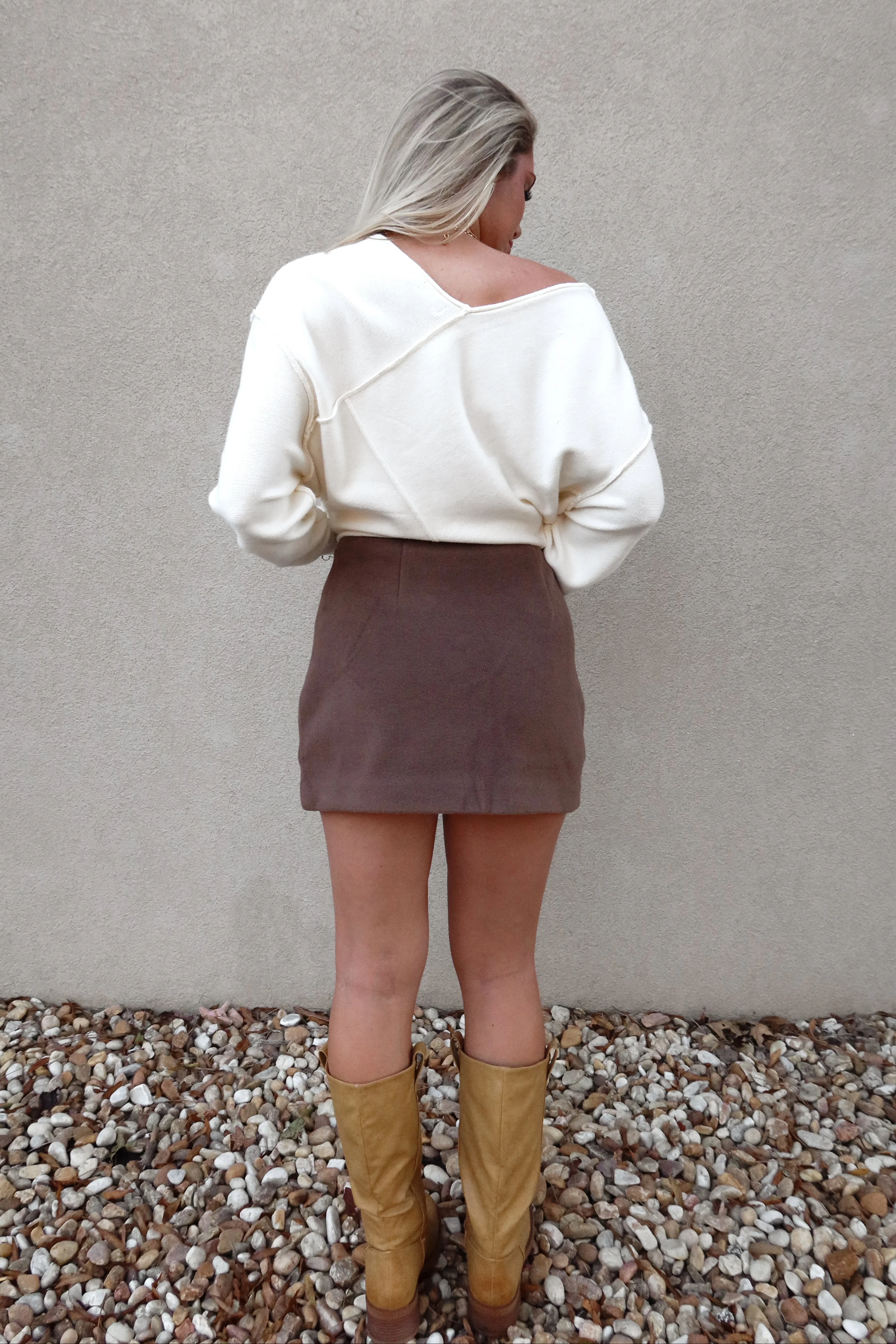 Morgana Mocha Brown Mini Skirt - Image 2