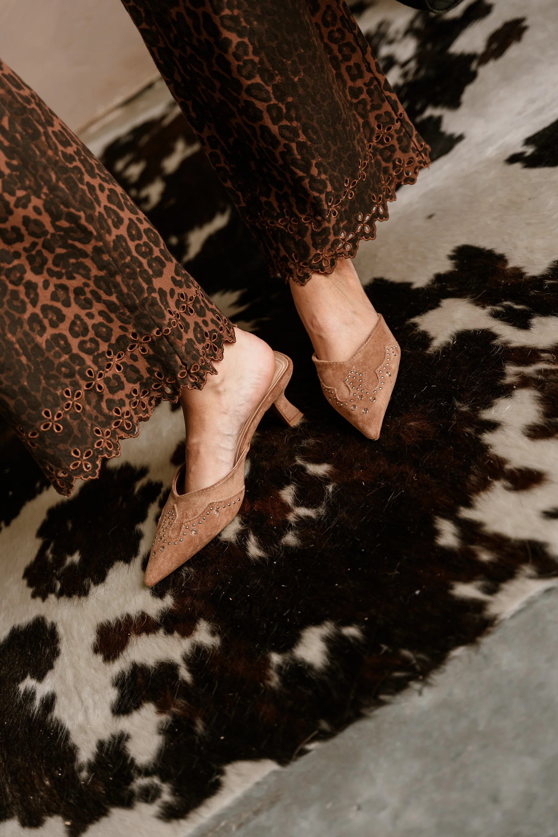 Morley Camel Suede Embellished Mule - Image 2
