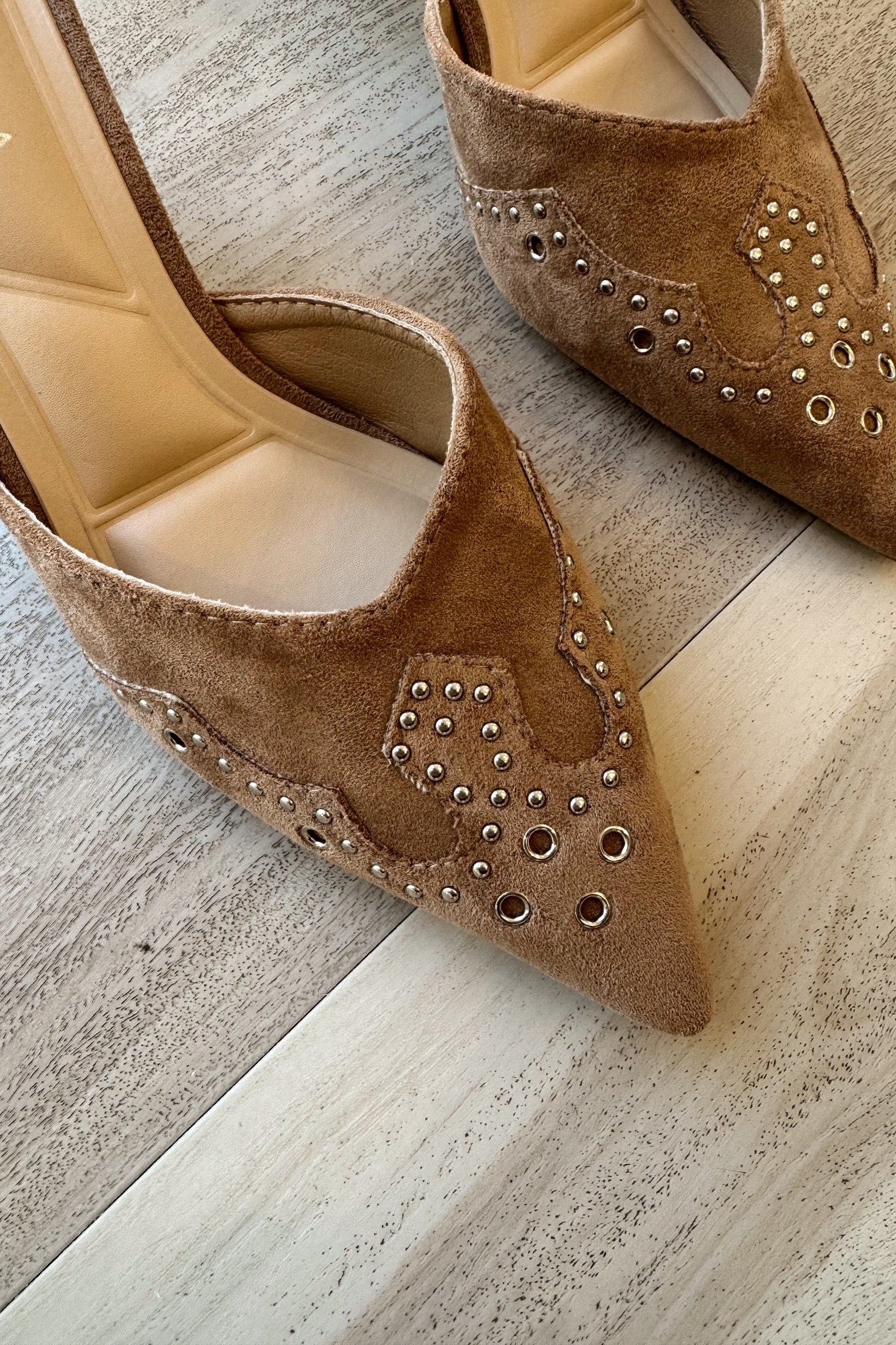 Morley Camel Suede Embellished Mule - Image 6