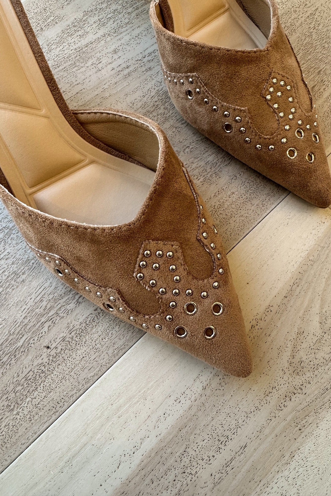 Morley Camel Suede Embellished Mule - Image 9