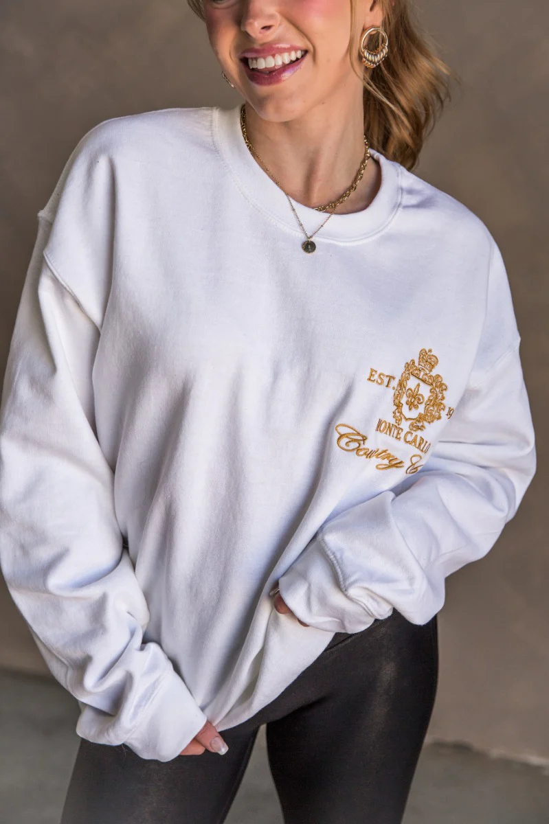 Monte Carlo White Long Sleeve Sweatshirt