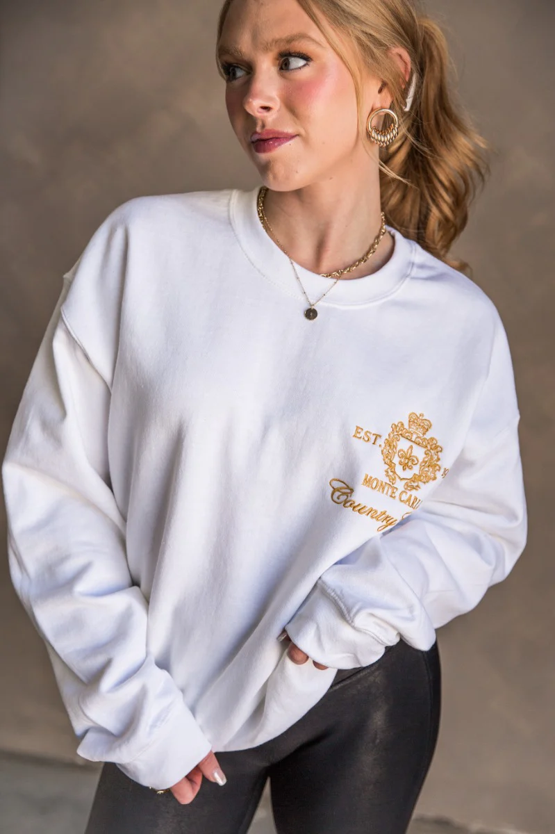 Monte Carlo White Long Sleeve Sweatshirt - Image 3