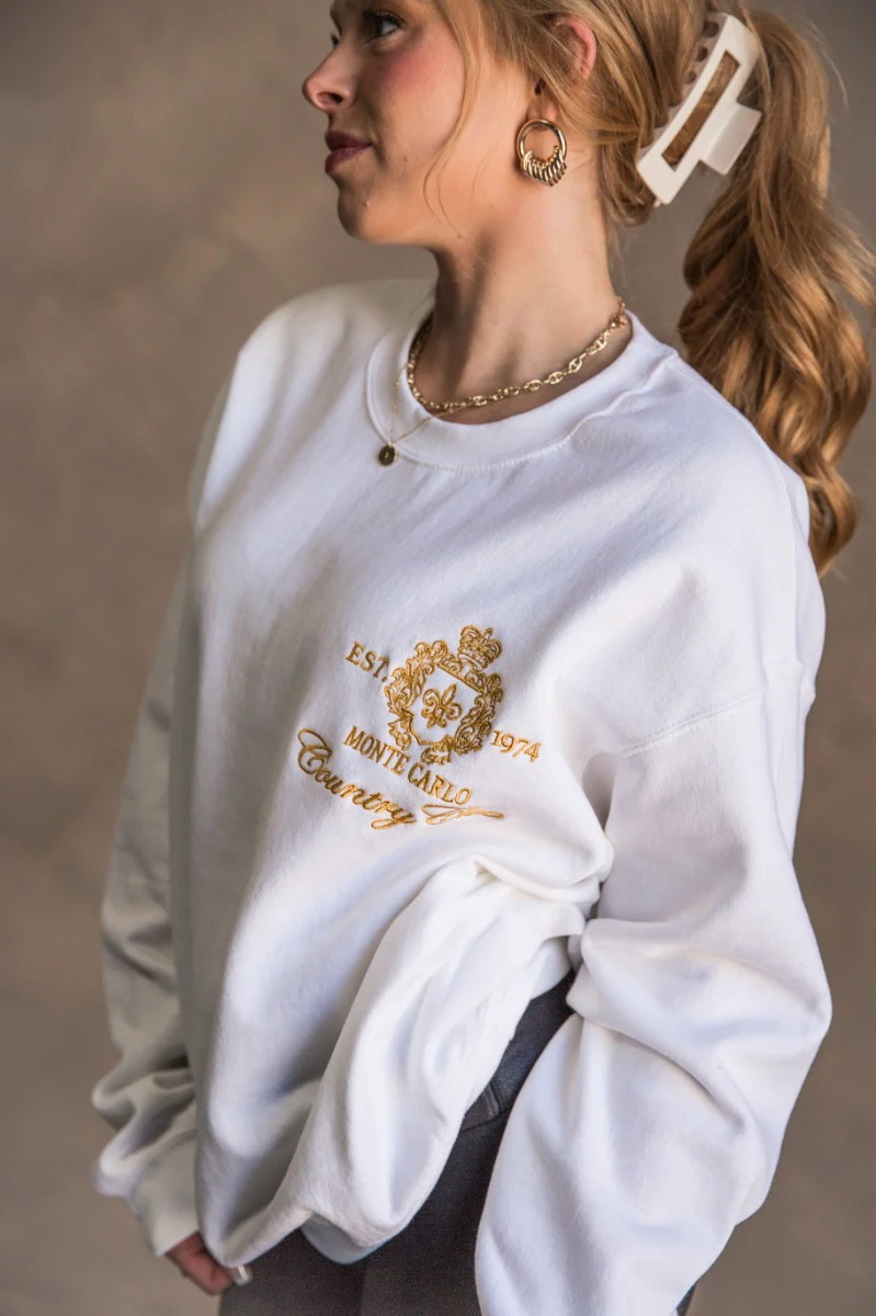 Monte Carlo White Long Sleeve Sweatshirt - Image 5