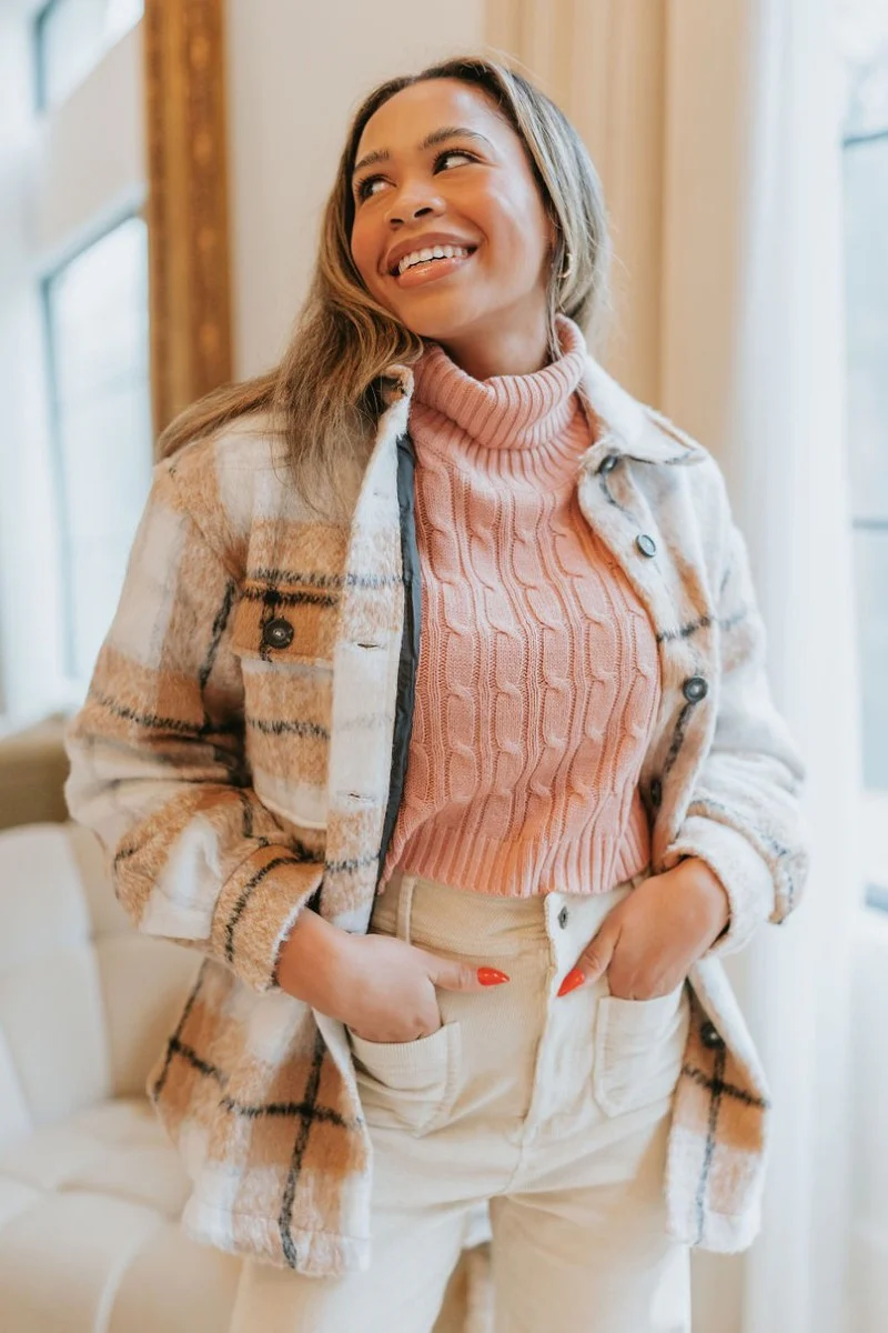 Mountain Weekend Shacket in Camel