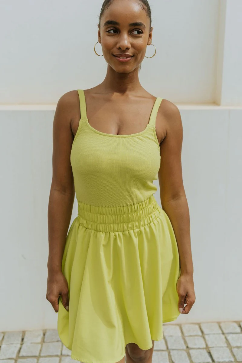 Movement Mini Dress in Lime - Image 3