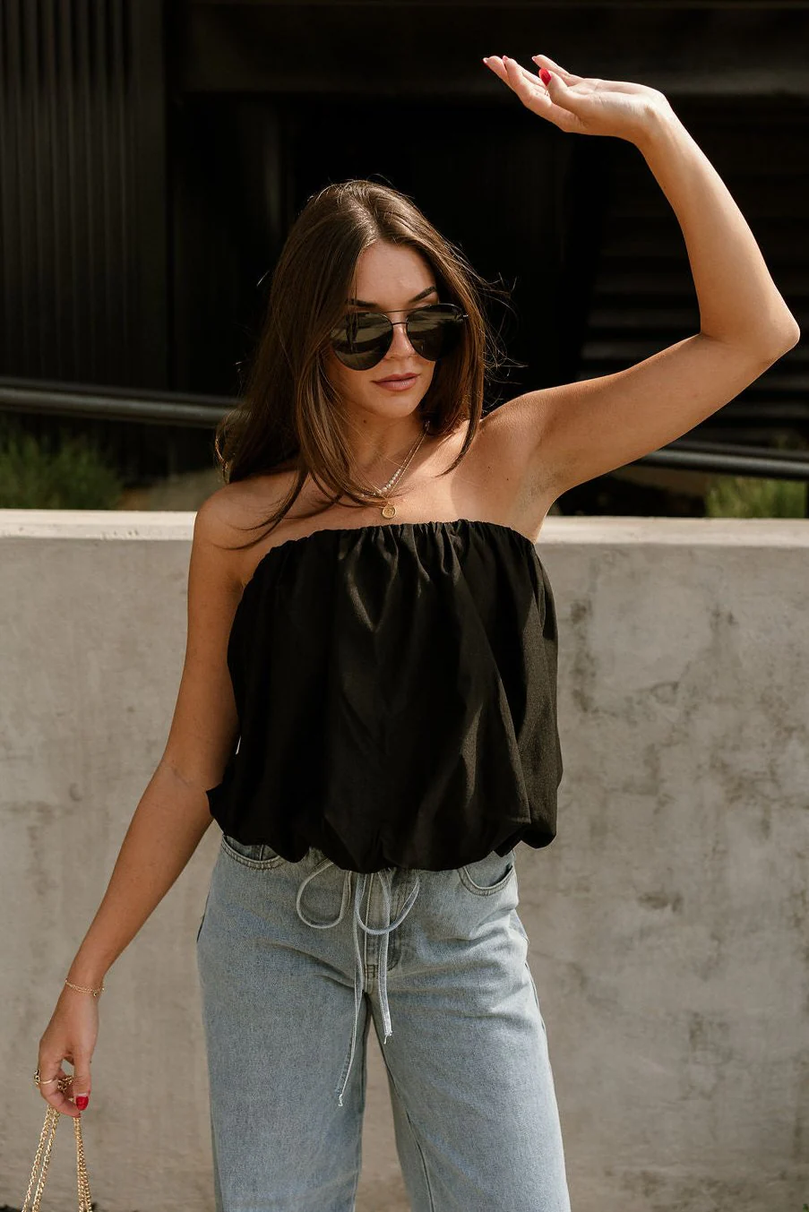 Everly Black Bubble Strapless Bodysuit