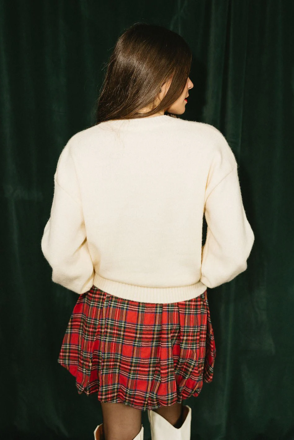 Chrissy Cream & Red Gift Bow Sweater - Image 4