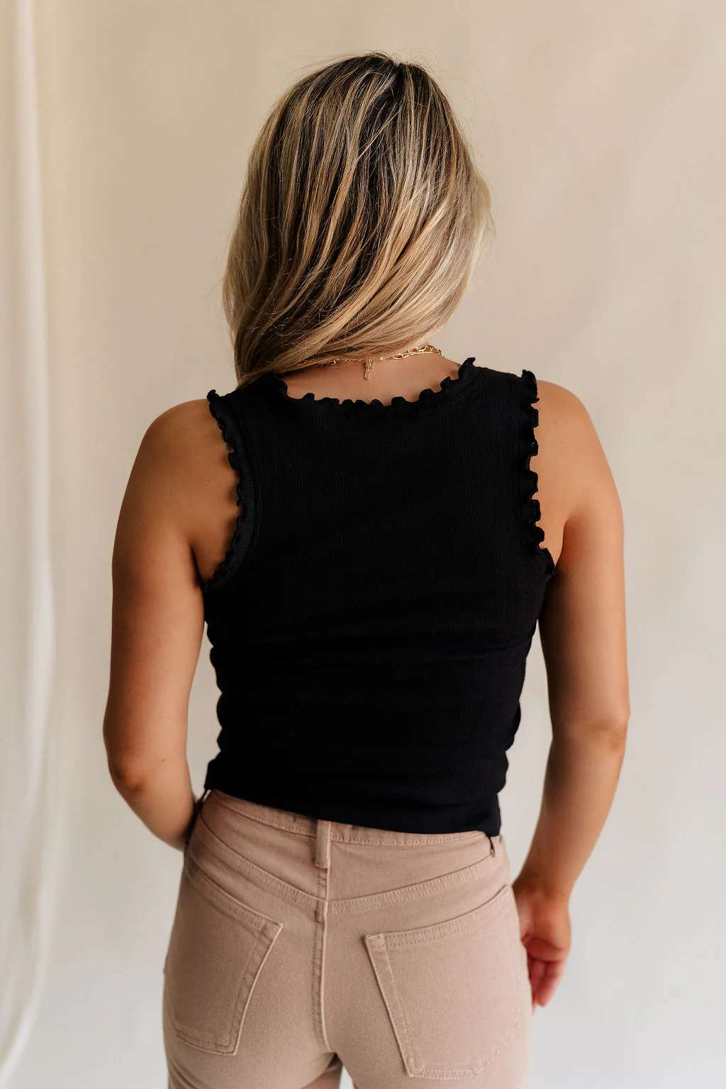 Myla Black Ruffle Sleeveless Tank - Image 8