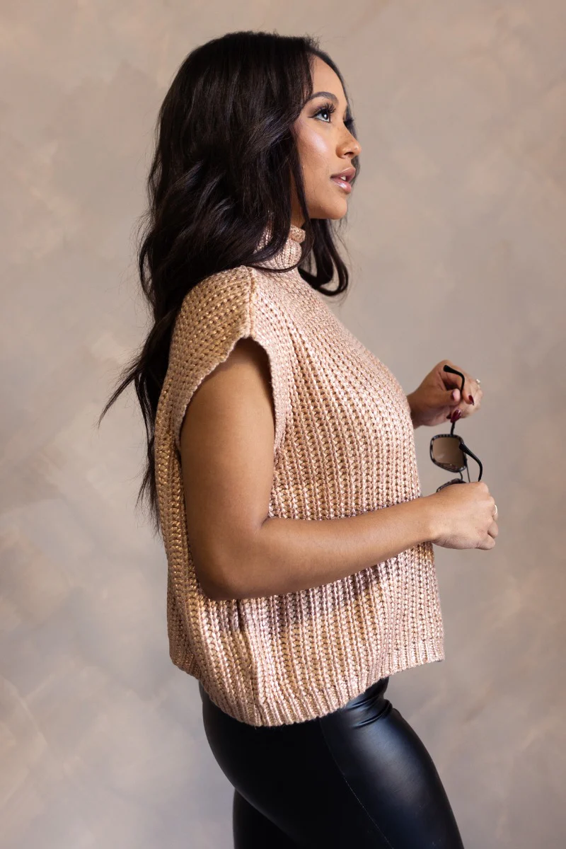 Myla Gold Cable Knit Sleeveless Sweater