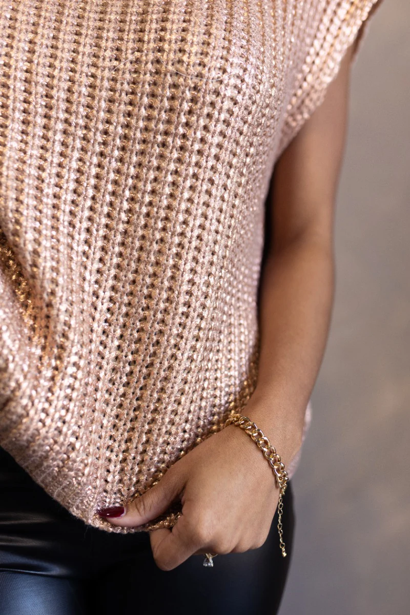 Myla Gold Cable Knit Sleeveless Sweater - Image 4
