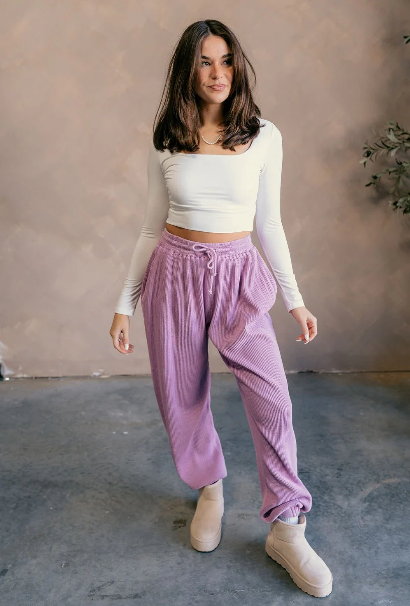 Myla Vintage Purple Drawstring Jogger Pants - Image 2