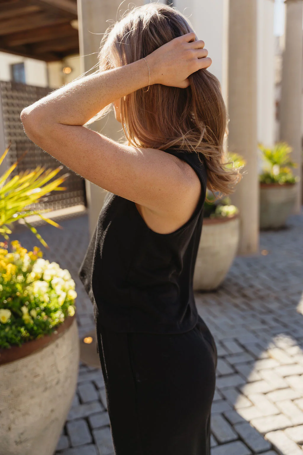 Myra Black Ribbed Tank - Image 5